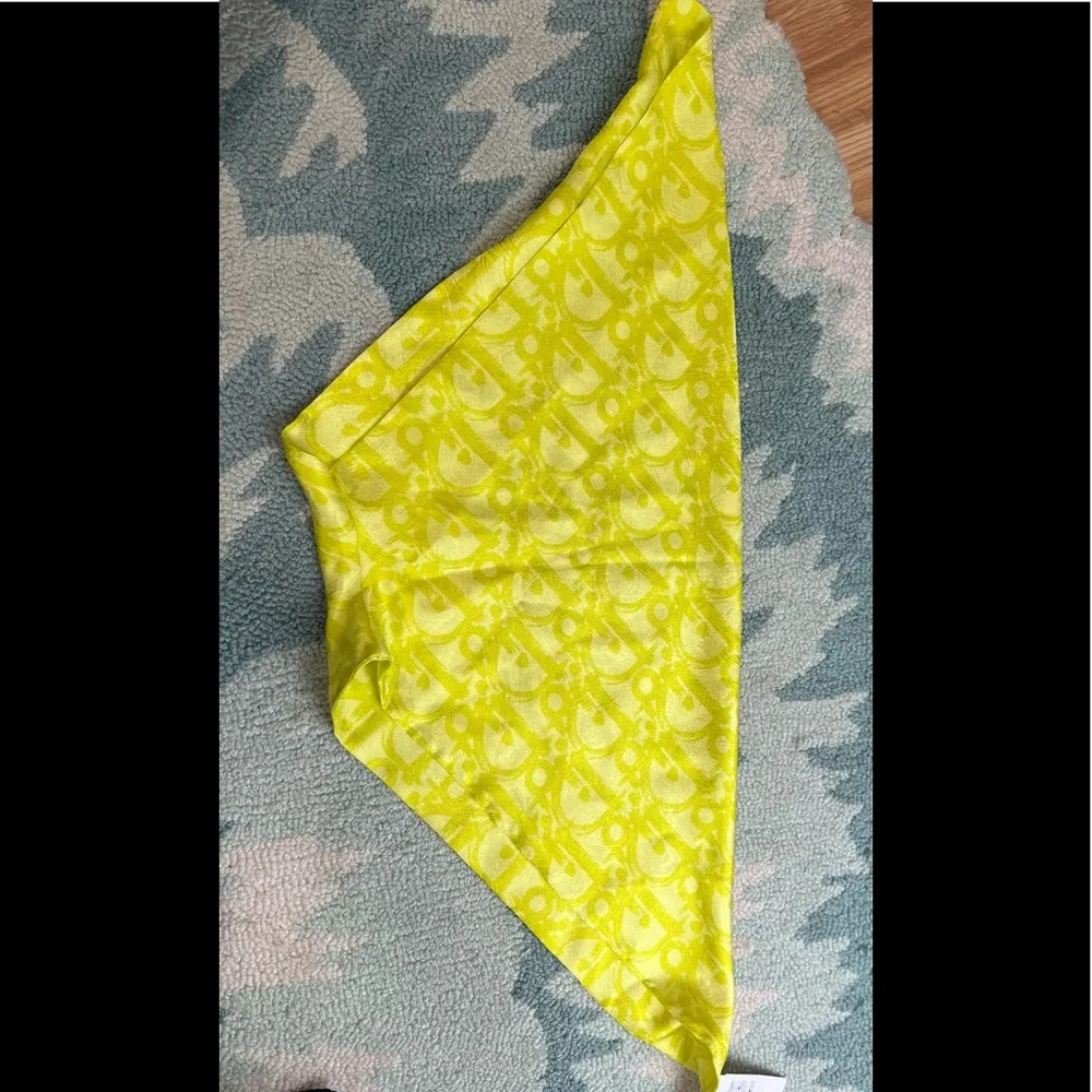 Dior Mens Silk Jacquard Snood Scarf Neck Bandana Fluorescent Yellow
